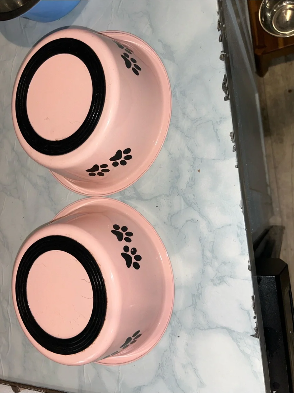 Pet Stainless Steel Bowl Set - Pink Paw Design